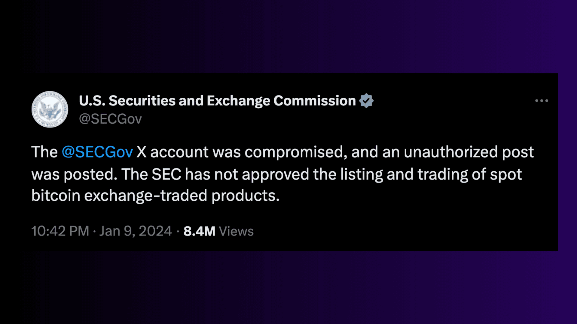 SEC X account compromised